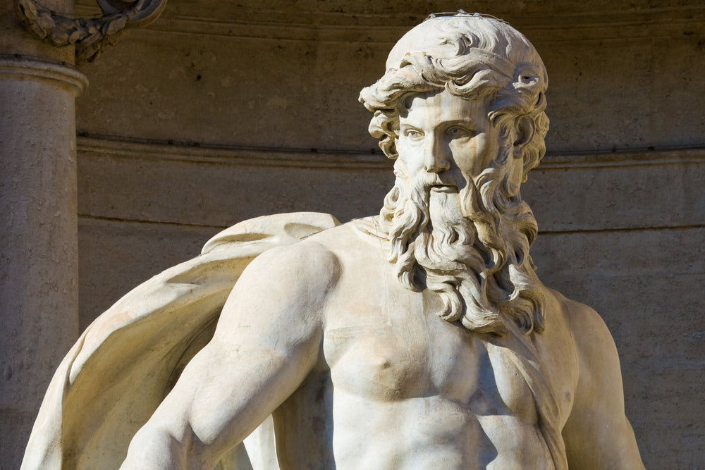 statue of Greek god with beard